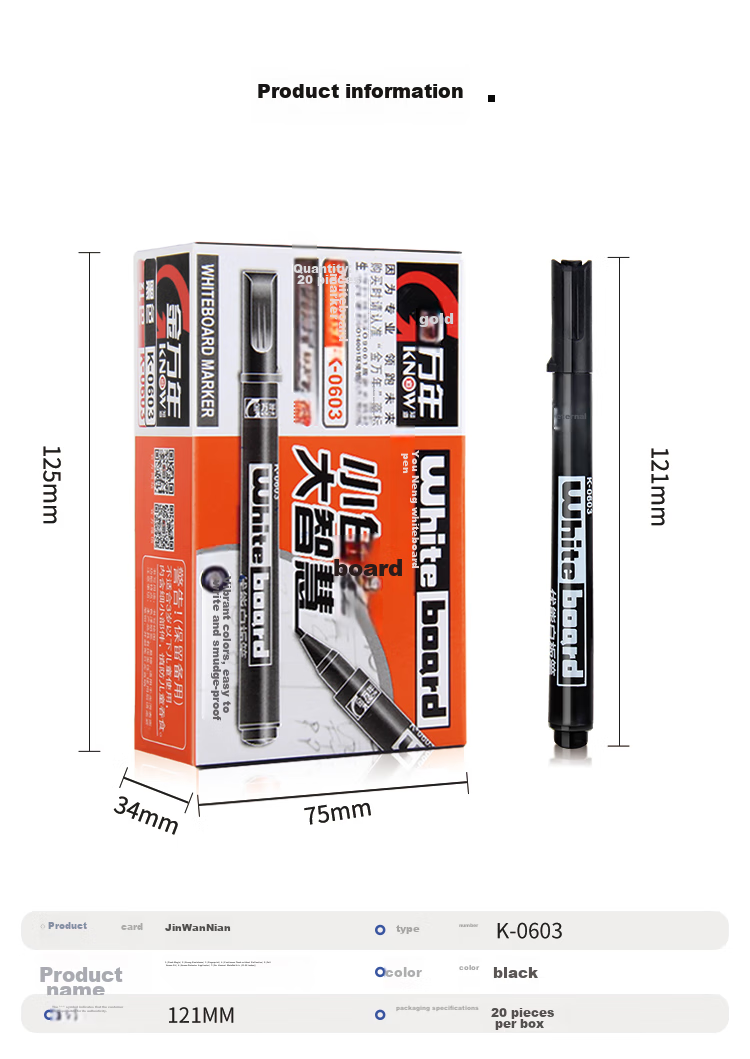 Genvana Whiteboard Markers, Black Mini Small Thin Single-Tip Erasable Easy-To Pens for Children, Boys And Girls, Pack of 20, K-0603 6