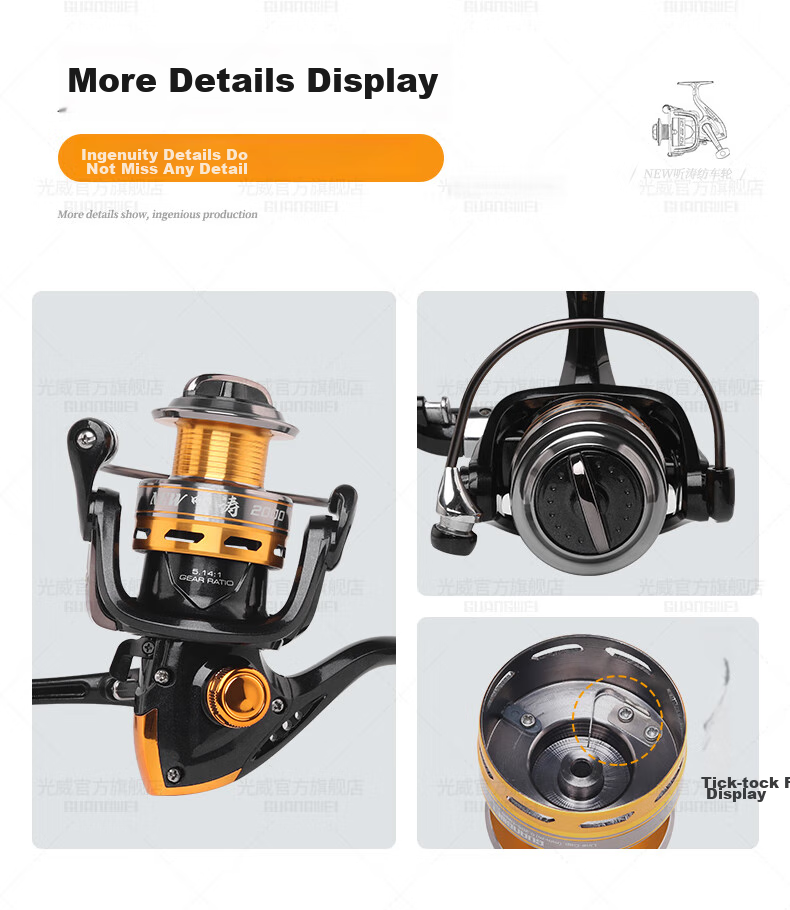 GW 4000 New Listening Spinning Reel Metal Line Cup Long-Casting Spinning Reel Straight Handle Lure Spinning Reel Lure Fishing Reel 7