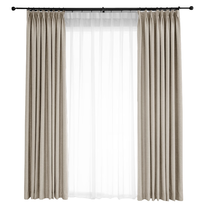 Jinchan Curtain Track Hooks, Bedroom High-End Curtains for Home Use, Light Blocking And Sun Protection, Milk Tea Color, 250*245