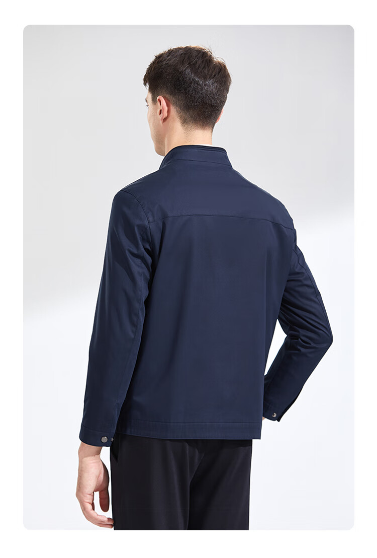 Andongniao [100% Cotton] Men's Spring And Autumn Business Jacket, Casual Versatile Jacket, Lightweight Coat, Simple Stand-Up Collar, Business Style 9