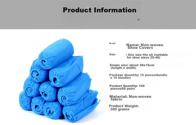 Minggu Non-Woven Shoe Covers, Disposable, Thickened, Wear-Resistant, Dust-Proof, Indoor, Non-Slip, Blue, 100 Pieces 4