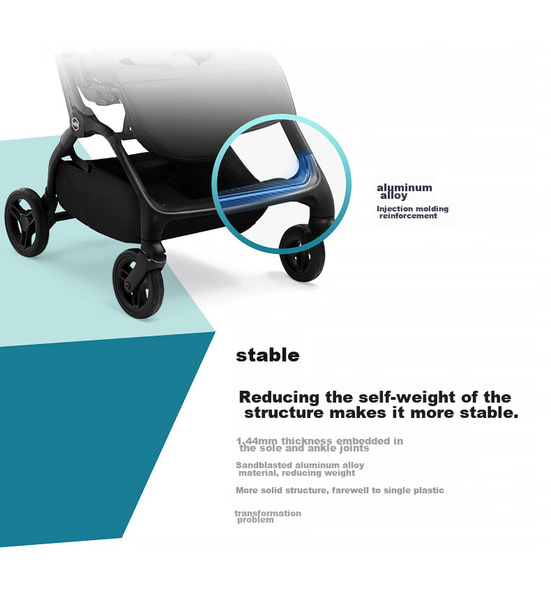 HBR Stroller, Lightweight High-View Children's Carriage, Can Sit And Lie Down, Mpro Automatic Folding, Dark Gree 6