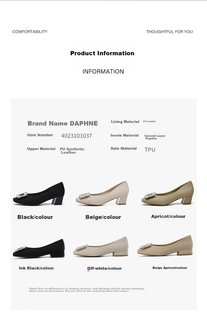 DAPHNE Women's Single Shoes, Elegant Square Toe Chunky Heel Rhinestone High Heels, Commuter Women's Shoes 4023101037, Black, Size 35 2