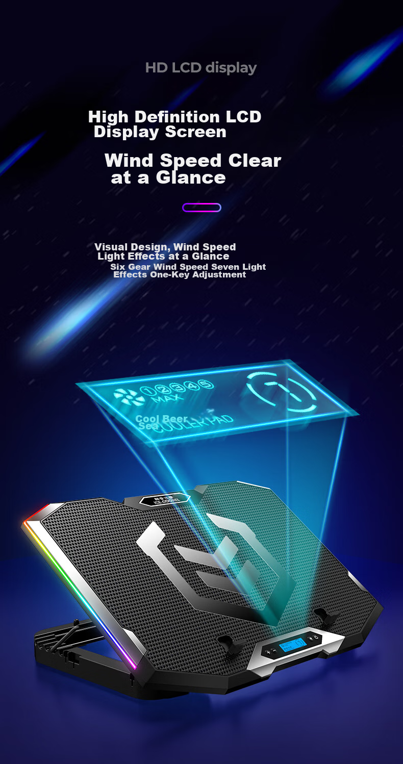 ICE COOREL K9 Pro Laptop Cooling Pad, Computer Desk Riser Stand, Gaming Laptop Cooling Base with USB 3.0 Port And RGB Lighting, Suitable for Lenovo Legio 5