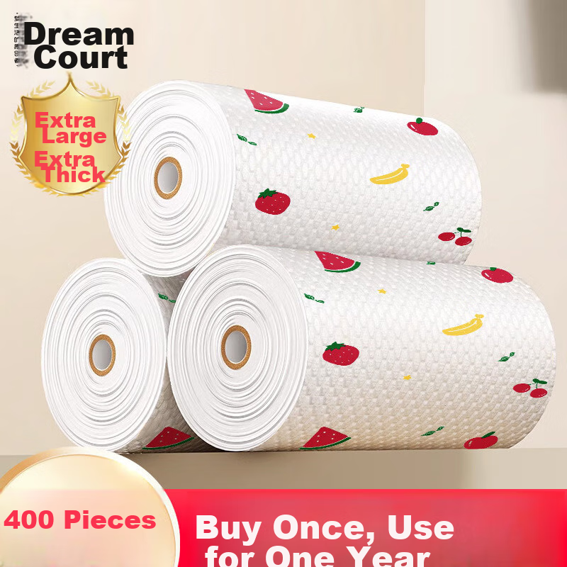 MENGTING Disposable Cleaning Cloths, 400 Sheets, Thick Non-Woven Fabric, for Wet And Dry Use, Absorbent Kitchen Paper Towels