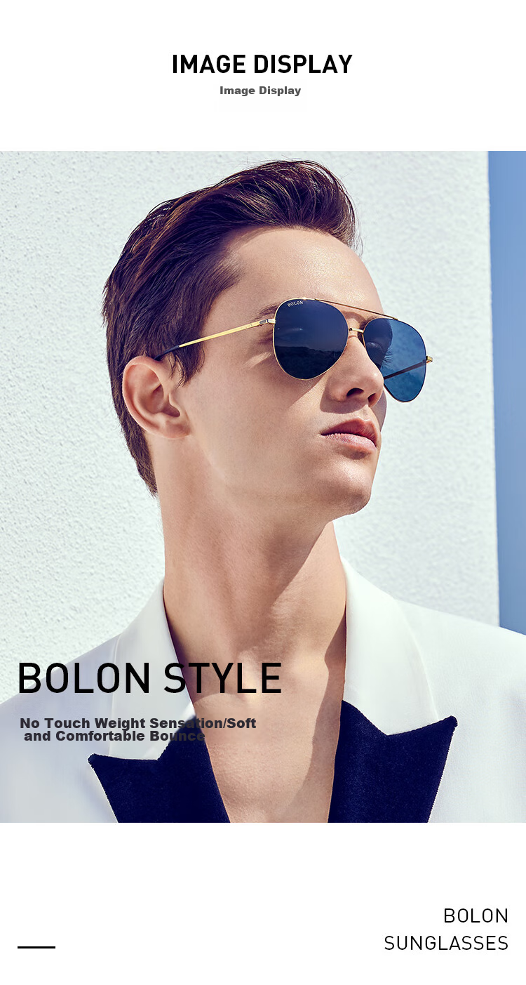 BOLON Aviator Sunglasses, High-Definition Polarized Glasses, Outdoor Driving UV Protection Sunglasses for Men, BL8020D12 1