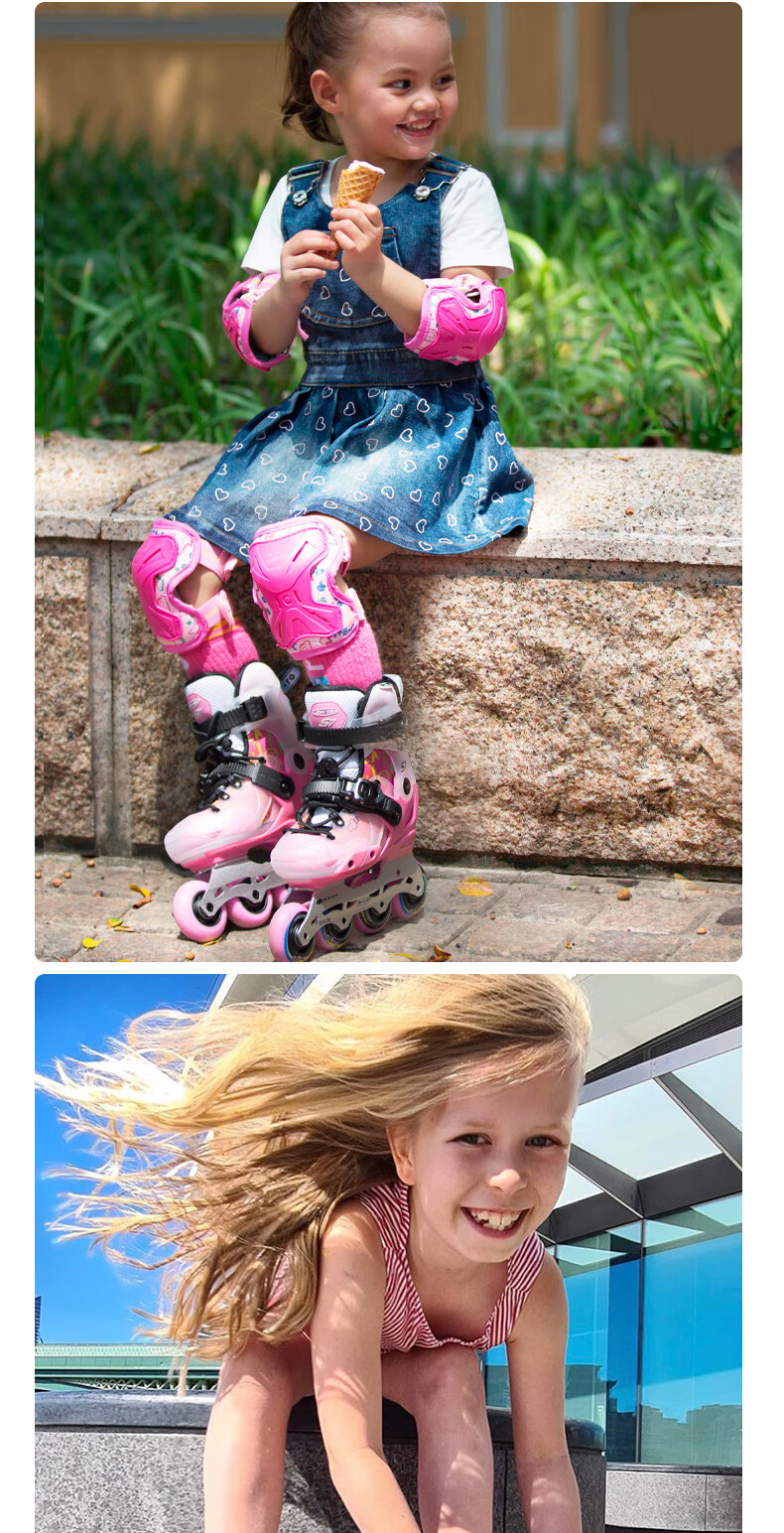 Micro Maiguo Roller Skates for Children, Boys And Girls, Beginner's Inline Skates with Adjustable Wheels, Hard Shell, Figure Skating Style, S7 Blue Package, Size M 16