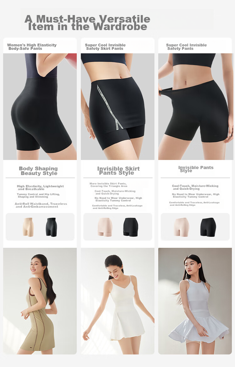 Beneunder Women's High-Waisted Shapewear Underwear, Tummy Control, Butt-Lifting, Waist-Slimming, Tummy-Reducing Safety Shorts 1