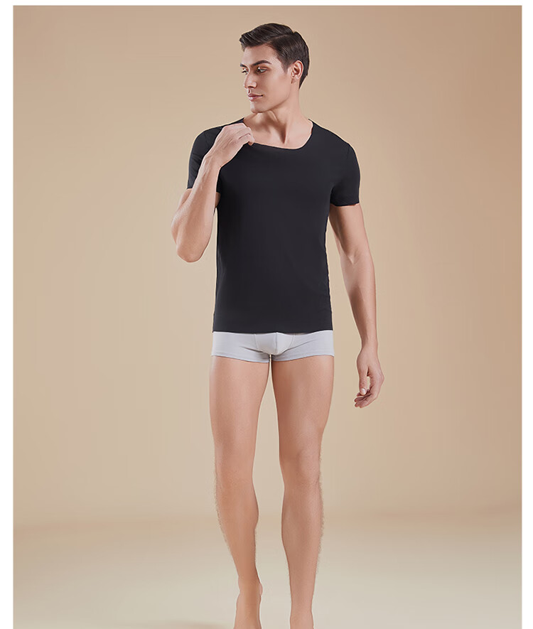 Hosa Men's Short-Sleeve Modal T-Shirt, Autumn And Winter Sports Undershirt, Versatile And Breathable, Black, Size L 7