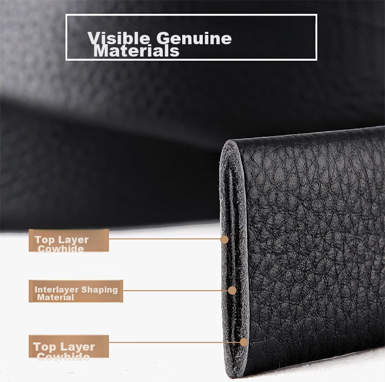 CROCODILE Men's Belt, Inner-Wear Style, Top-Grain Leather, Business Casual Fashion Automatic Buckle Belt 12575, Gift for Boyfriend 4