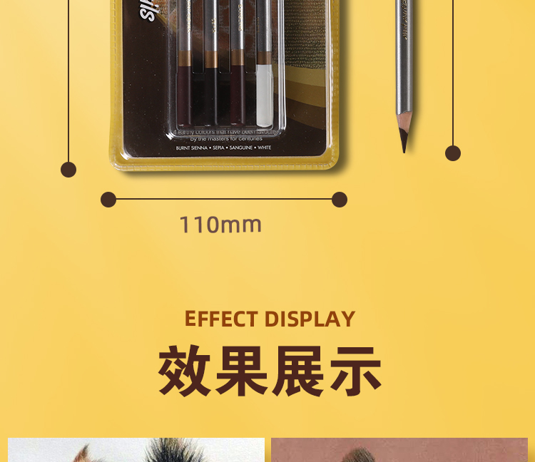 Mont Marte Charcoal Pencils 4 Pieces, Sketch Pencils, Colored Charcoal Pencils, Drawing Pencils for Art, Student Sketching, Quick Drawing, Live Drawing Set MPN0085 Art Live Drawing 13