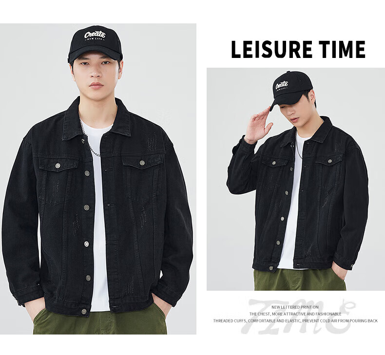 Jeanswest Denim Jacket for Men, 2026 Autumn Season, Trendy Label Loose Versatile Clothing, Blue XL 9