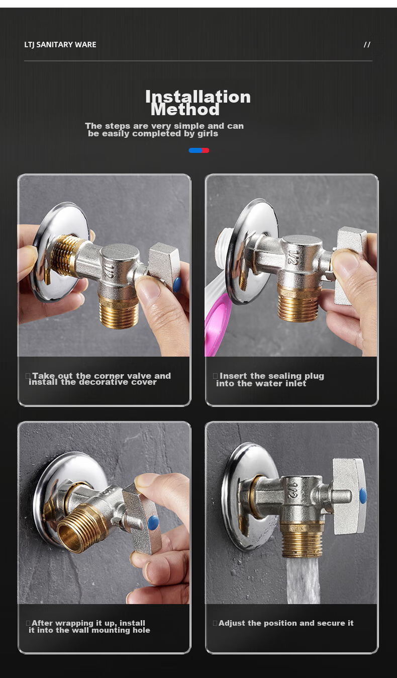 LTJ Brass Angle Valve, High Flow Rate, 1/2 Inch U8E 18