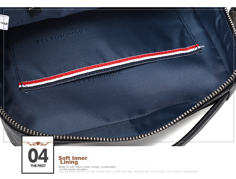 ELLE HOMME Business Men's Shoulder Bag, Fashionable Top-Grain Leather Crossbody Bag with Large Capacity, Handheld Men's Bag EA088205040 Black Birthday Gift for Boyfriend 15