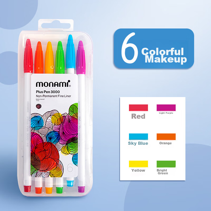 Monami New P3000 Fiber Pen, Water-Based Pen, Colorful Gel Pen Set, Watercolor Pen, Outline Pen, Journaling Pen, Soft 12 Colors 04009Z12-S Watercolor Pe 14