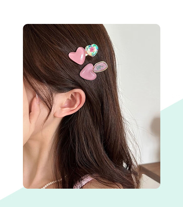 CHIMERA 2-Pack Heart Edge Hair Clips Bangs Side Hairpin Duckbill Clip Hair Accessories 6.1 Children's Day Gift 1