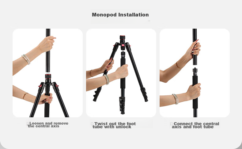 NEEWER Aluminum Alloy Tripod Portable 2-Section Center Column with Phone Clamp for Mirrorless And DSLR Cameras, Travel Tripod Inverted Panoramic Ball Head Ultra-Light Tripod TP77 8