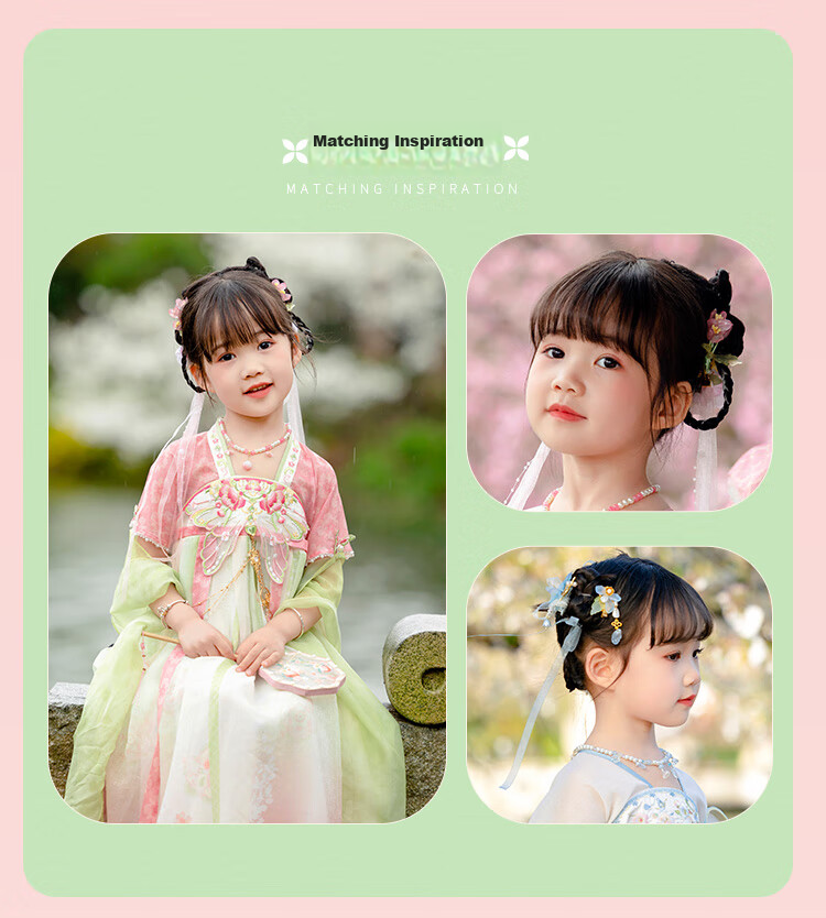 Menghu Huaiweiyang Hanfu Girls' Dress New Style Chinese-Style Children's Ancient Costume Princess Dress Fairy-Like One-Piece Dress Pink 110 4