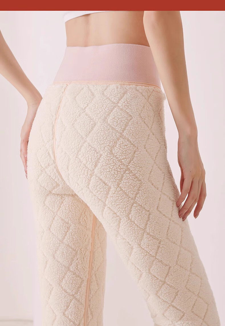 Borui Women's Wool Thermal Pants High Waist Autumn Winter Fleece Lined Thickened Leggings Extra Thick Lamb Wool Cotton Pants Northeast Style 14