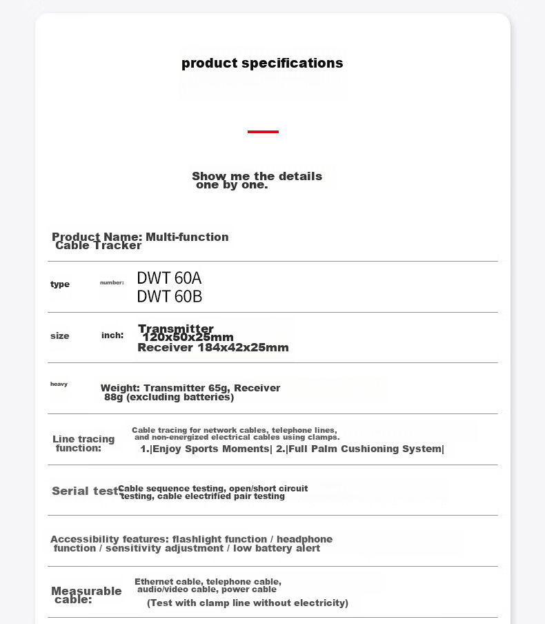 DELIXI ELECTRIC Multifunctional Cable Tester, Wire Tracker, Anti-Interference Telephone And Network Cable Tester, Home Use DWT 60B 18