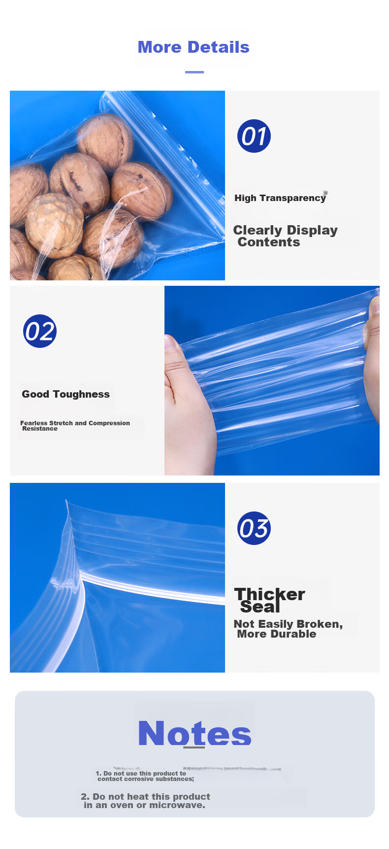 Yessel Thick Self-Sealing Food Bags, Large Size 12#34*45cm*100pcs, Sealing Bags, Transparent Zip Lock Bags, Clothing Storage Bags, Dust-Proof Moisture-Proof Plastic Bags 12