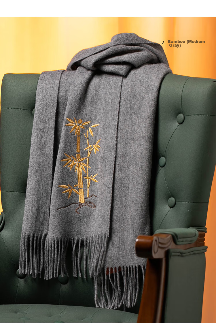 Shanghaigushi 100% Wool Scarf Gift Box, Winter Warmth, Embroidered Neckwear for Men And Women, Birthday Gift for Mom Or Teacher, National Day Present 42