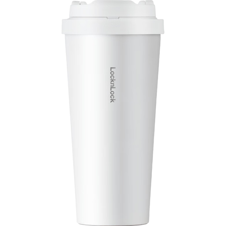 LOCK&LOCK Insulated Mug, Meets Vitality, Keeps Hot And Cold, Coffee Cup with Pop-Up Lid, Stylish Water Bottle for Men And Women, 550ML, White