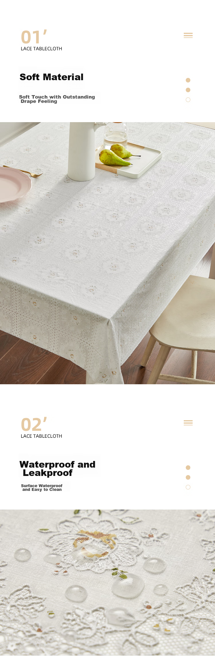 MEIWA Waterproof And Oil-Resistant Rectangular Tablecloth, Imported Fresh PVC Table Cover, Plaid Blue, 130*180cm 2