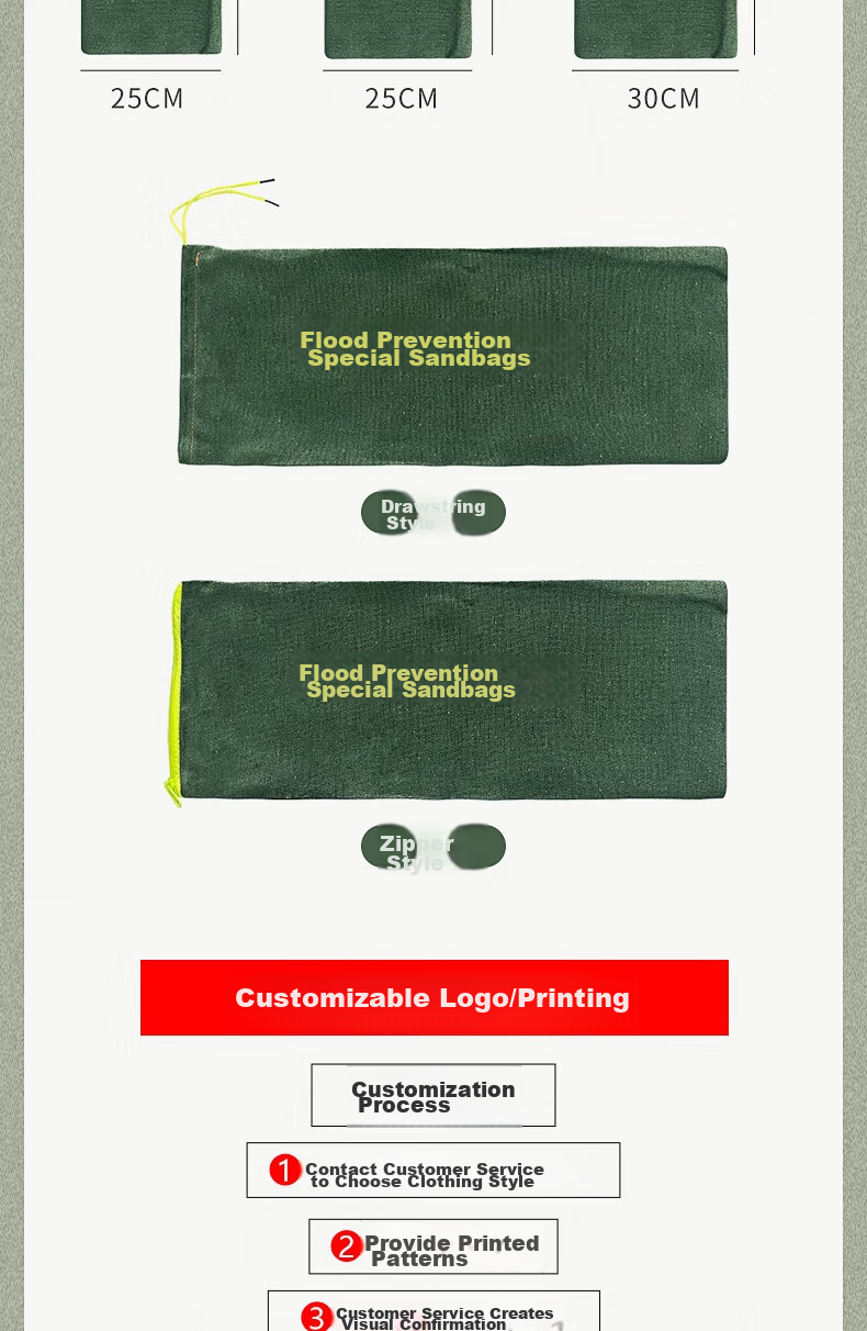 Dongxiao Flood Prevention Sandbags 50*25 without Sand, Pack of 10 with Drawstring, Waterproof Flood Control Canvas Bags for Basement Water Blocking 3