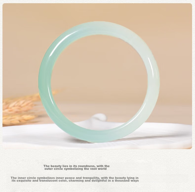 Jingying [Premium Grade] Jade Bangle for Women, Ice Jade Chalcedony Green Semi-Mountain And Semi-Water Agate Bracelet, Birthday Gift for Wife 5