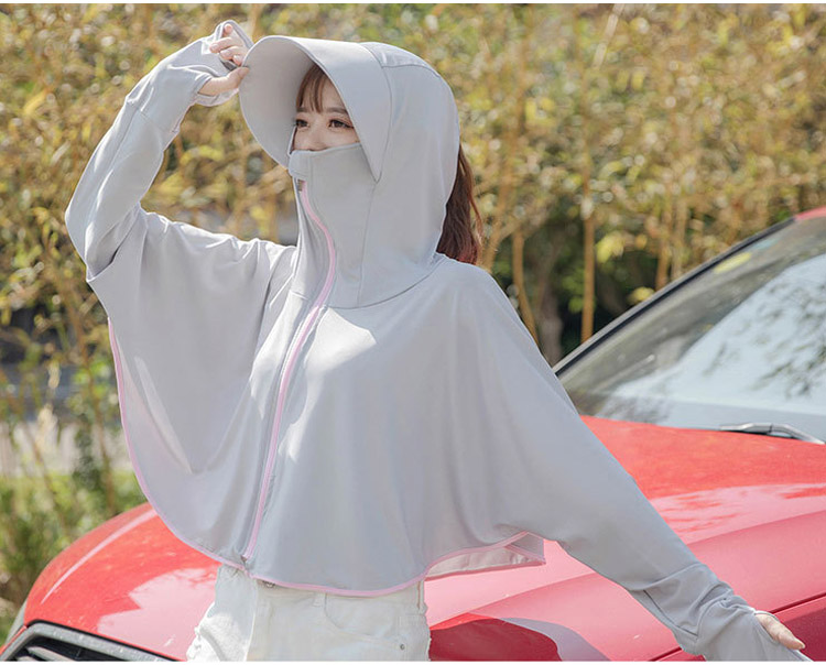 GLO-STORY Sun Protection Clothing for Women, Long-Sleeve Hooded UV-Resistant Jacket, Outdoor Anti-UV Shawl, WST114059 24