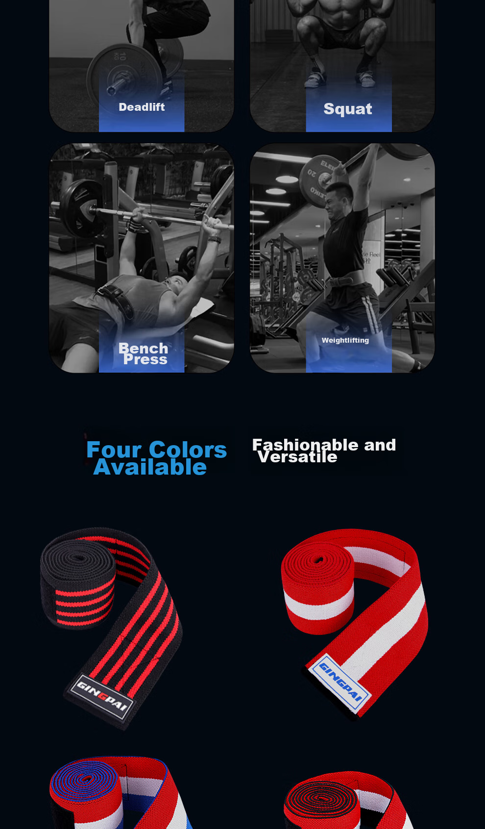 Gingpai Sport Fitness Squat Knee Brace for Men, Elastic Bandage Knee Support, Weightlifting Fitness Strength Training for Women, Red And Black, 2 Meters, Two-Pack 10