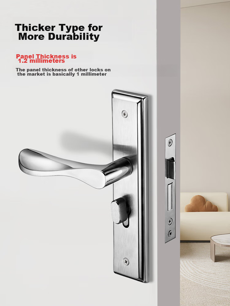 Fly.Globe Door Lock, Interior Bedroom Door Lock, Anti-Theft Stainless Steel, No Hole Modification Required, Adjustable Hole Spacing, Wooden Door Lock 9