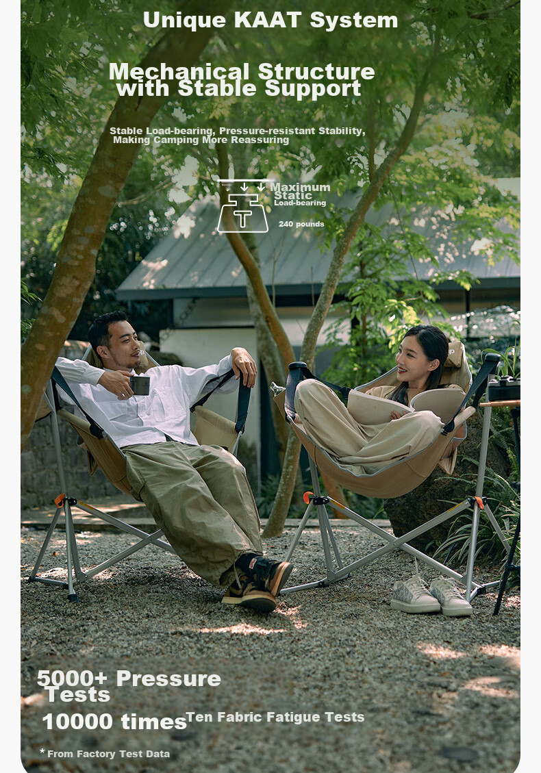 KingCamp Folding Chair, Outdoor Chair, Rocking Chair, Indoor Chair, Cradle Chair, Hanging Chair, Swing Chair, Aluminum Alloy Chair, KC2227, Khaki Color 8