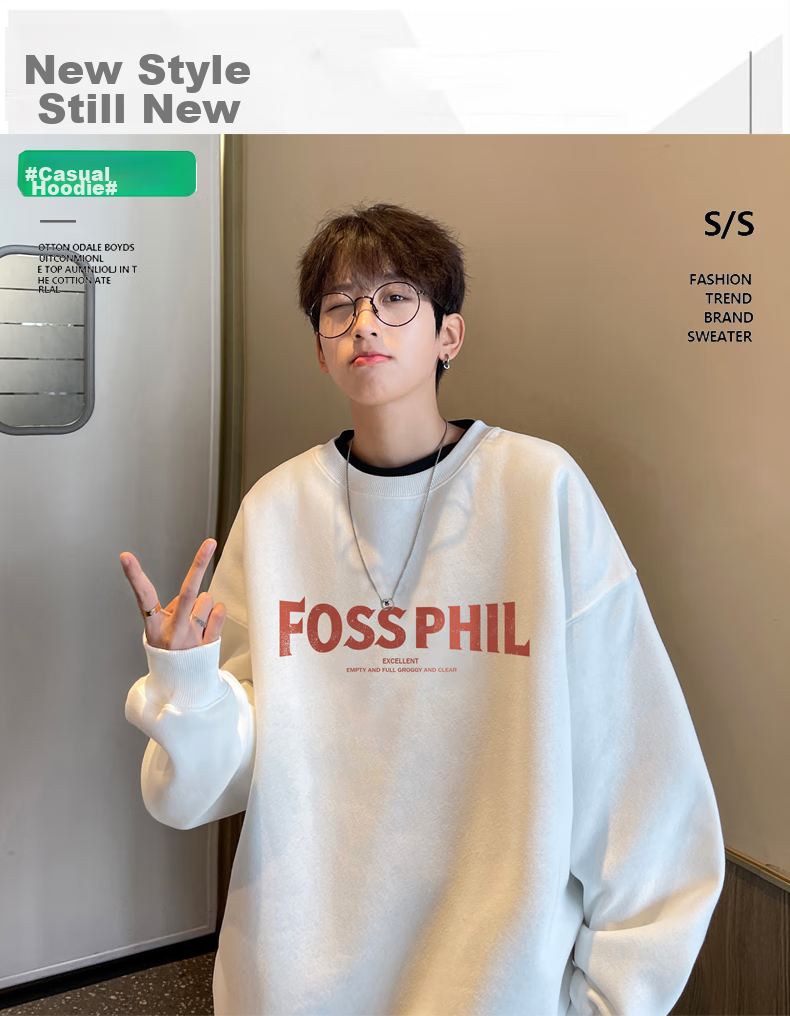 Foss Phil Casual Sweatshirt for Men, Spring And Autumn New Year Long-Sleeve T-Shirt, Base Layer for Year of The Horse Zodiac, Red Top FPW3 Size L 1