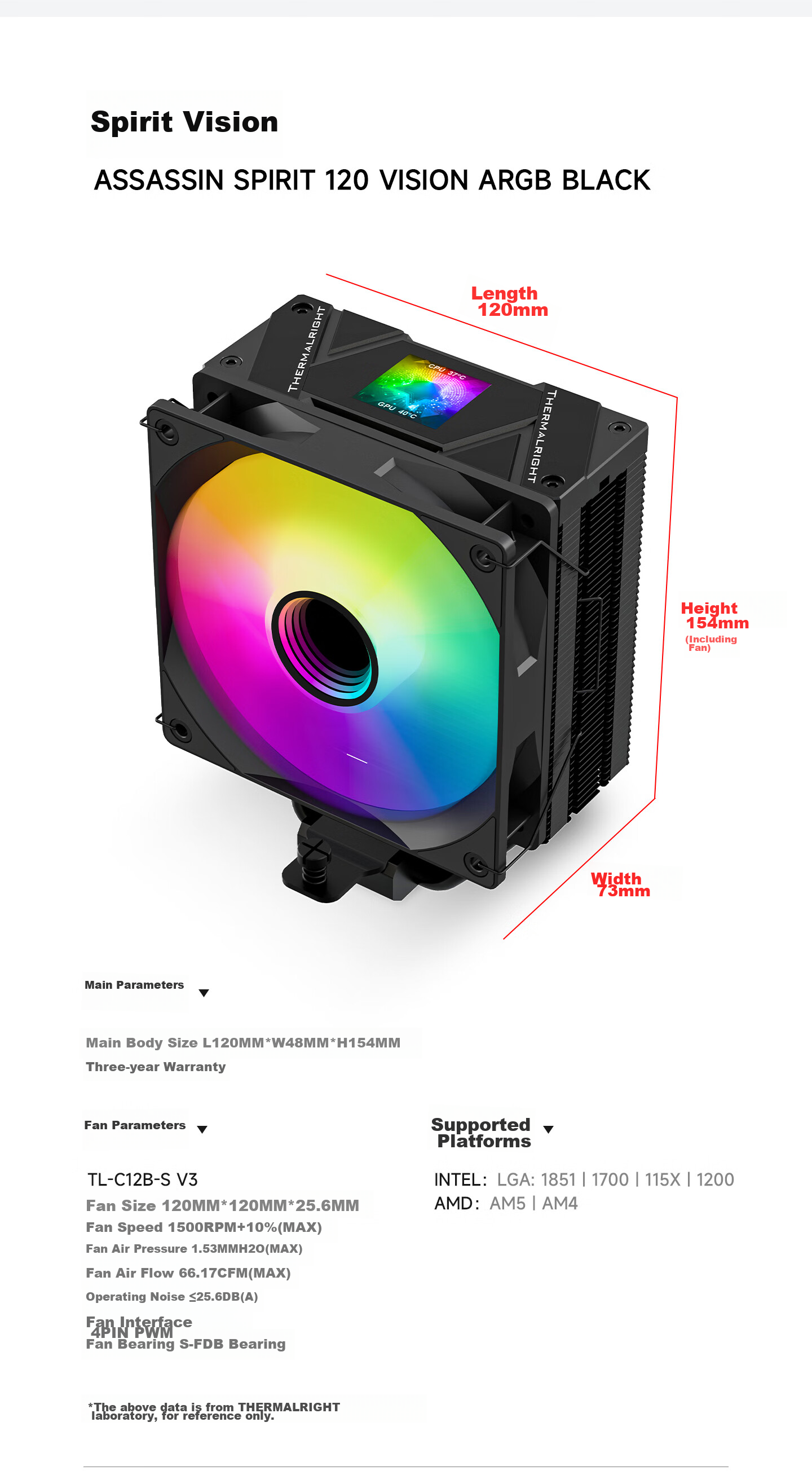 Thermalright Assassin Spirit 120 VISION ARGB BLACK CPU Air Cooler AS120 VISION ARGB BLACK 20