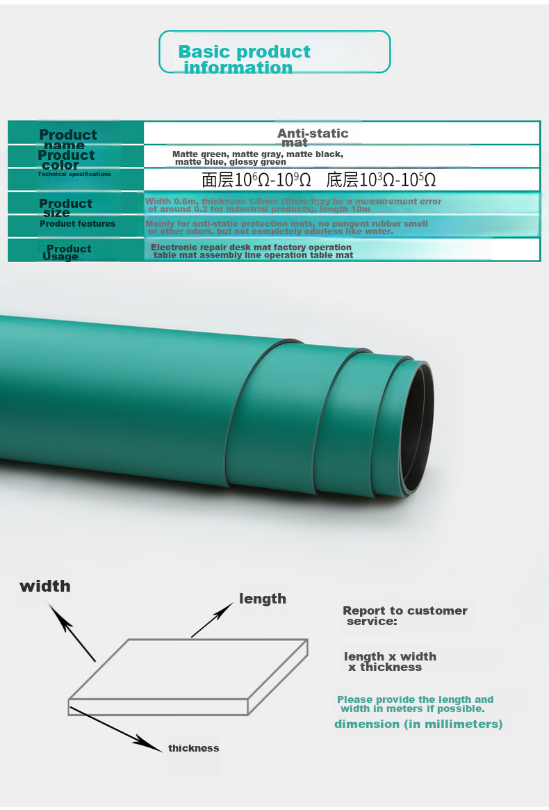 Beifute Anti-Static Desk Mat, Anti-Static Table Mat, Static-Proof Leather Pad, Static-Proof Table Mat, Laboratory Heat-Resistant Static Desk Cloth 5