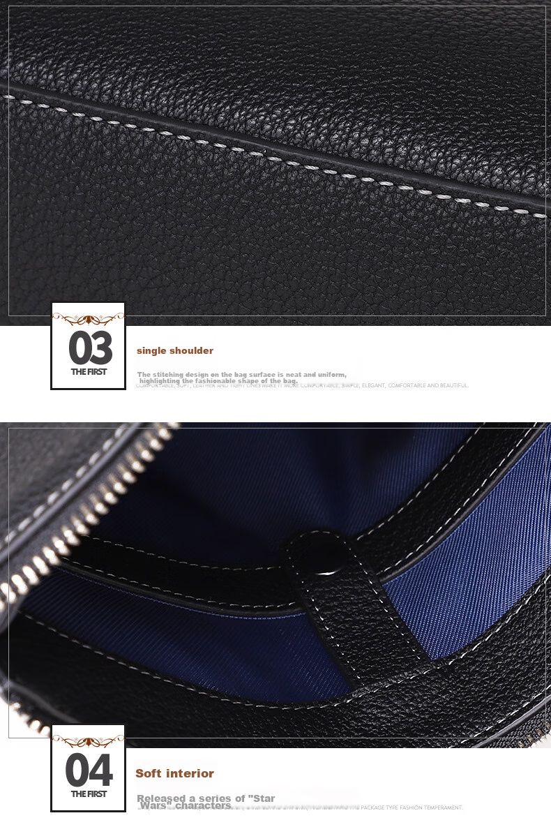 ELLE HOMME Men's Business Shoulder Bag, Fashionable Top-Grain Leather Crossbody Bag with Large Capacity, Lychee Pattern Men's Bag EA088204740 Black Birthday Gift for Boyfriend 11