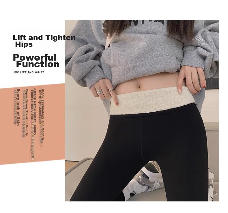 LangSha Shark Leggings for Women, Fleece-Lined, Autumn And Winter Lambswool Base Layer Pants, Tight-Fitting, High-Waisted, Tummy Control, Butt-Lifting, Thick And Warm Pants for Winter Wear 9