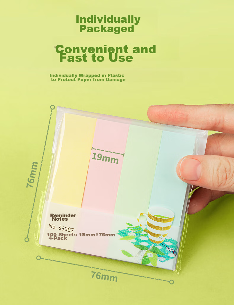 Deli 4800 Large Capacity 4-Color Striped Sticky Notes, 76*19mm, Memo Pads/Note Pads/Self-Adhesive Message Books P066307 13