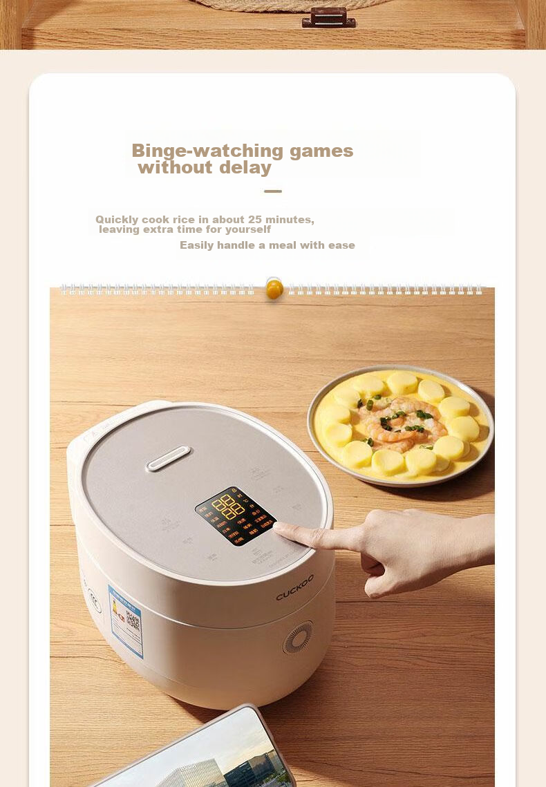 CUCKOO Korean Brand Multi-Functional Steaming And Cooking Baby Food Maker, Small Programmable White Micro-Pressure Rice Cooker, 1.5L Capacity for 1-2 People, CR-0375FW 5