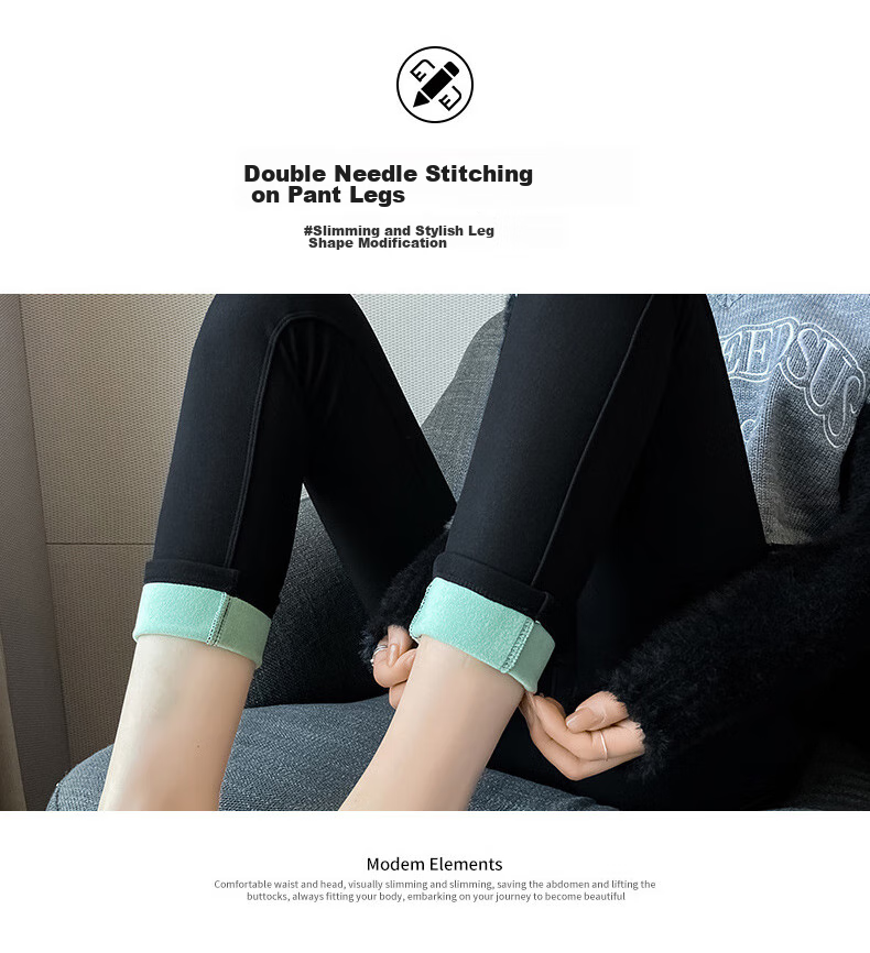 FitonTon High-Waisted Leggings for Women, Outer Wear Autumn Winter Style, Black Tight-Fitting Pencil Skinny Pants with Three Buttons, Small Black Trousers, Black, Size S 11
