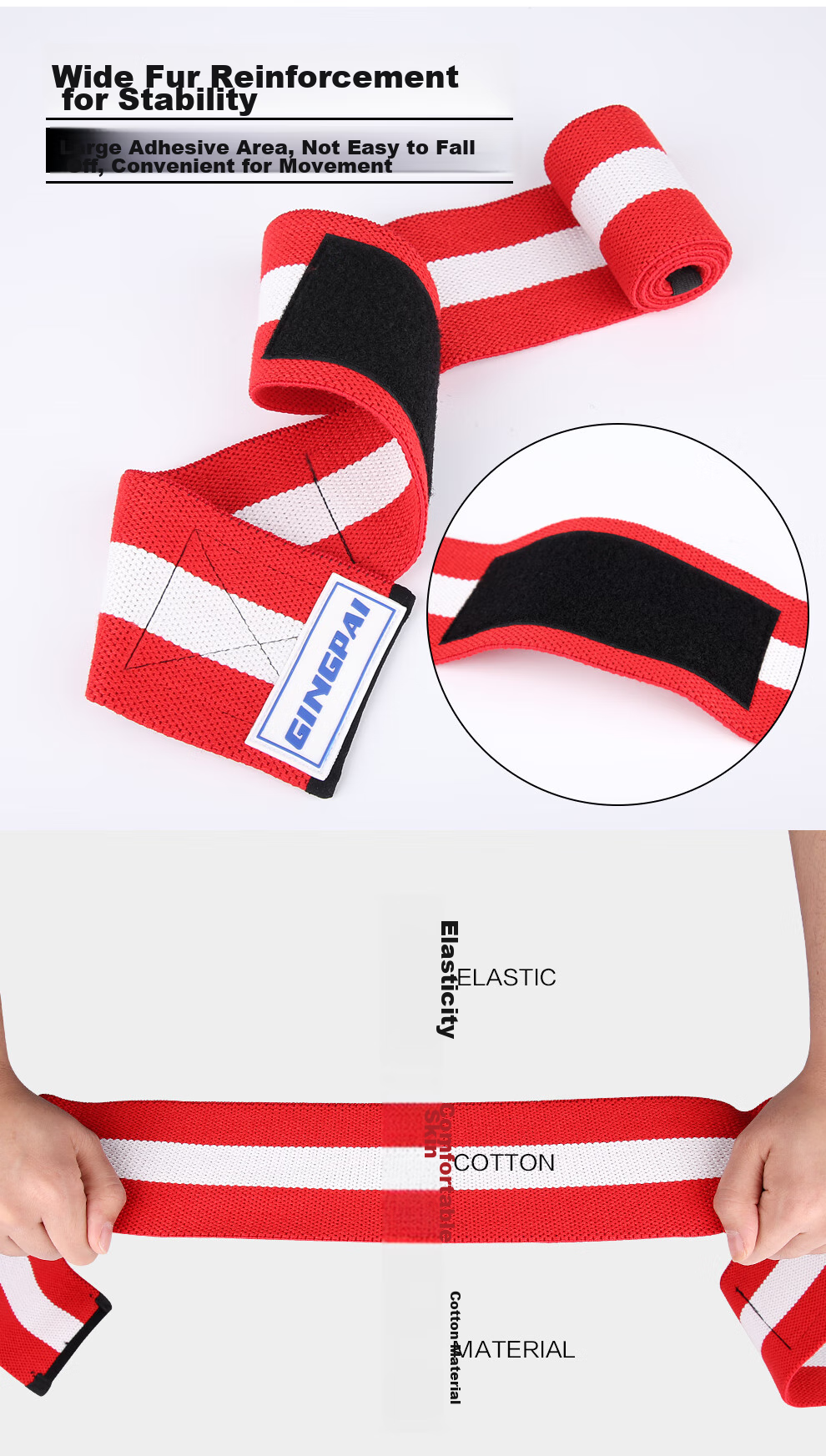Gingpai Sport Fitness Elbow Brace for Men And Women, Sports Support, Weightlifting Strength Training Bench Press Power Bandage, Red And White Two-Pack 4