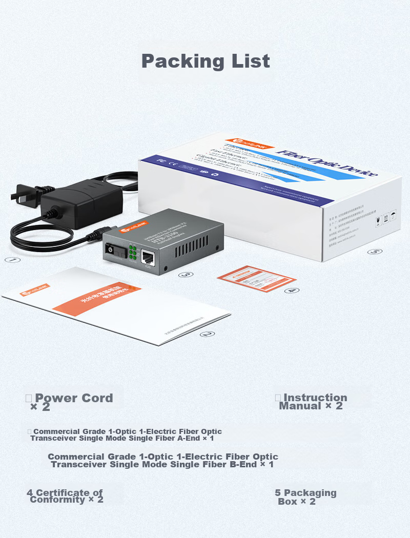 NetLINK HTB-3100A, 100Mbps Single-Mode Single-Fiber Optical Transceiver, Optoelectronic Converter, A Port, 0-25KM Range, One Unit 10