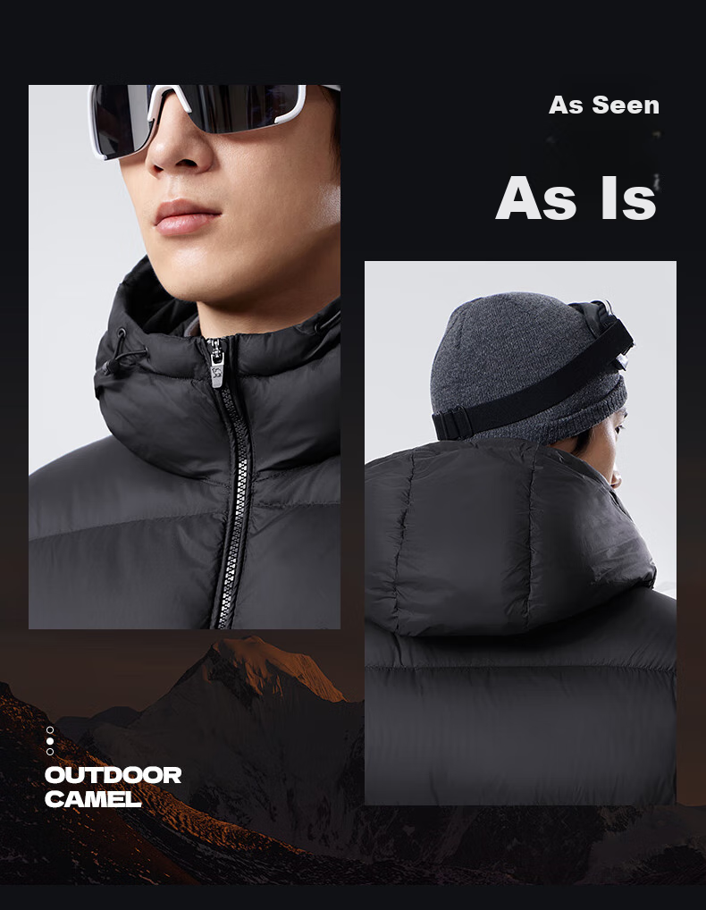 CAMEL Flame Mountain down Jacket for Men And Women, Urban Light Outdoor Thickened Cold-Resistant Puffer Coat Winter Outerwear 25