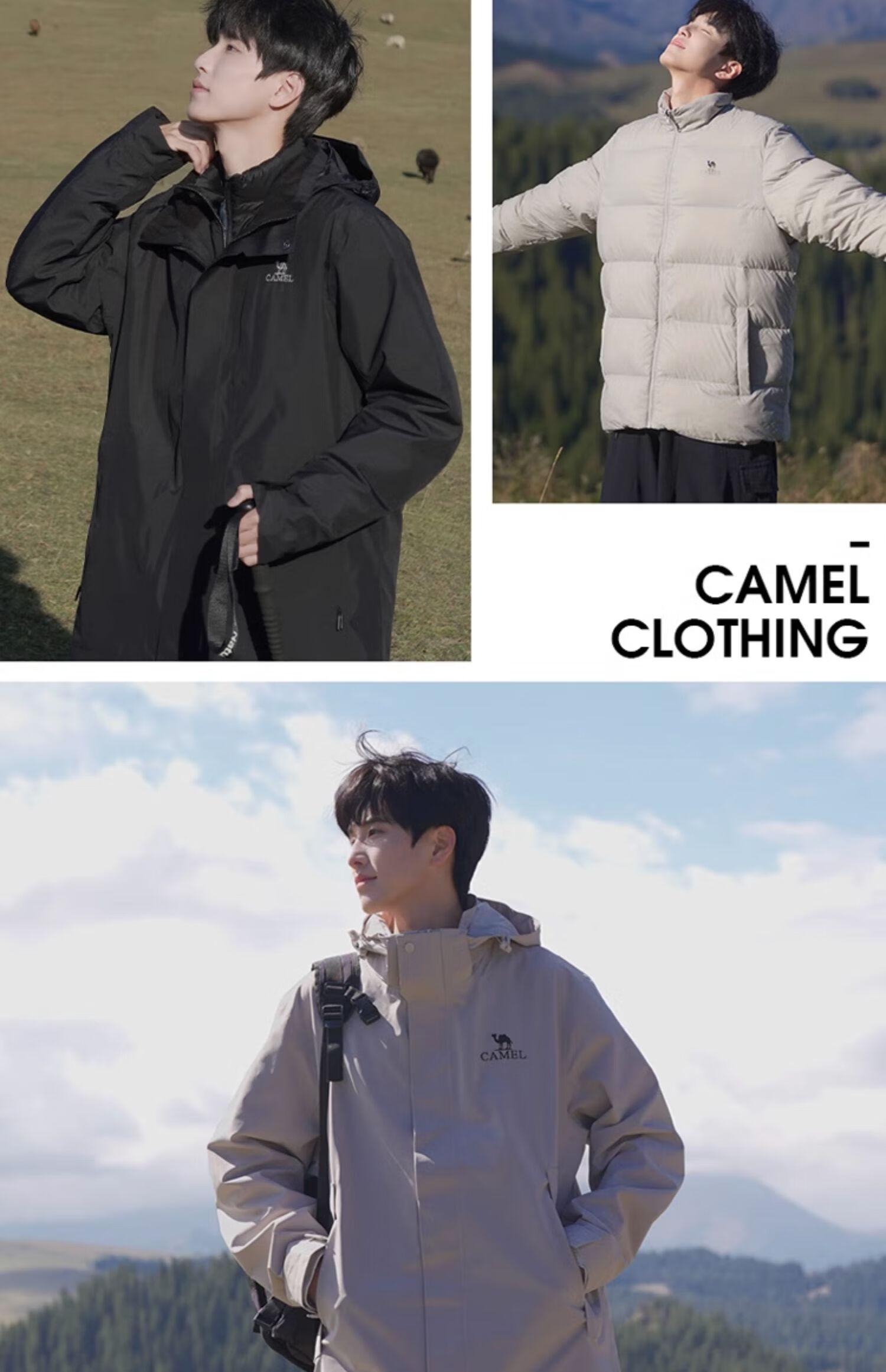 CAMEL Cold-Resistant Windbreaker with Goose Down Inner Liner, Men's Three-In down Jacket, Mountaineering Coat [Snow Region] A13CAFa0064 3