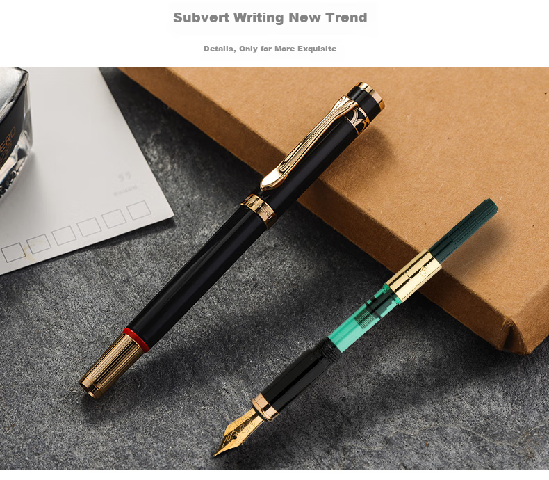 HERO Fountain Pen Gift Box, Shaohua Series, High-Quality Adult Calligraphy Business Signature Pen for Men And Students, Birthday Gift for Boys, Three-In Gold 10K 12