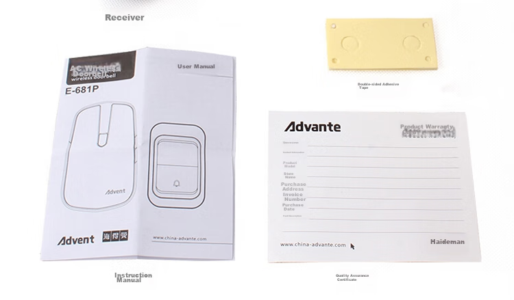 Advent Wireless Doorbell, Home Call Button, Long-Range E-581P One-To 13