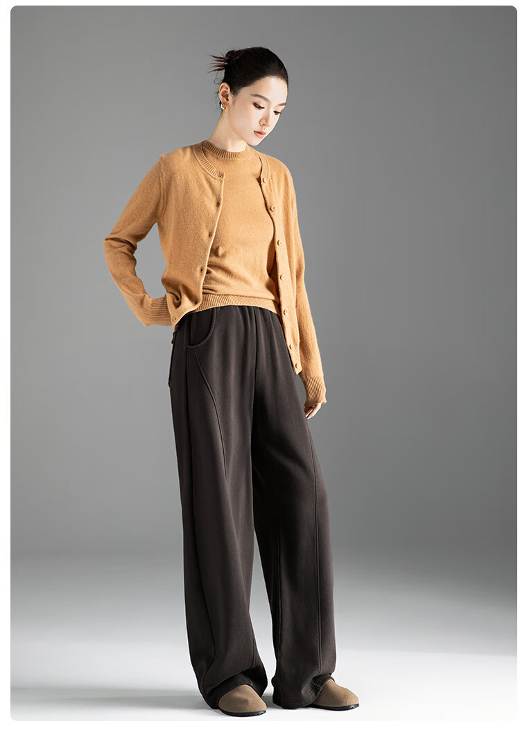 Dme [Zizai Weitui] High-Waisted Loose Wide-Leg Cropped Pants for Women, Spring And Autumn Best-Selling Style, Washed Casual Long Trousers 18