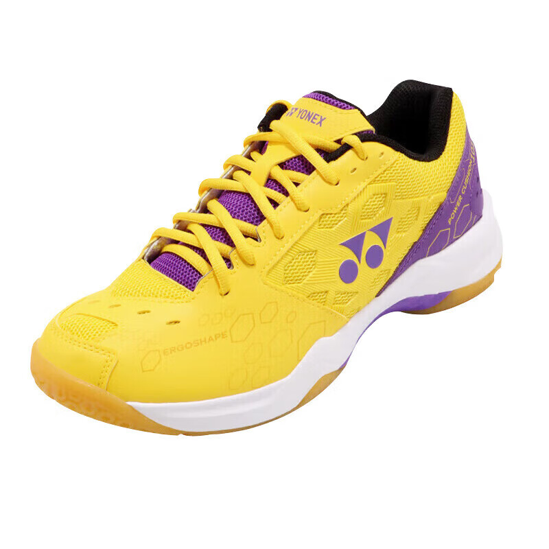 YONEX Badminton Shoes, Entry-Level Training Shock-Absorbing Power Cushion, for Men And Women, SHB101CR, Purple And Yellow, Size 39